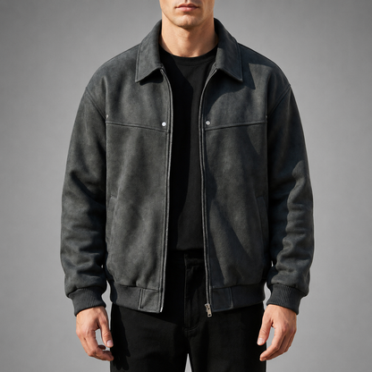 Men's Lambskin Leather Jacket – Tailored Fit with Subtle Hardware Accents