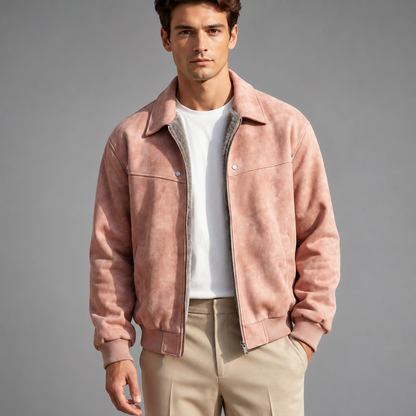 Men's Lambskin Leather Jacket – Tailored Fit with Subtle Hardware Accents