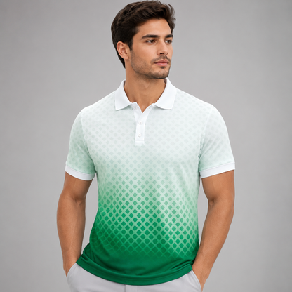 Men's  Short Sleeve Pickleball Polo Shirt – Gradient Halftone Graphic