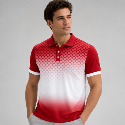 Men's  Short Sleeve Pickleball Polo Shirt – Gradient Halftone Graphic