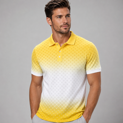Men's  Short Sleeve Pickleball Polo Shirt – Gradient Halftone Graphic