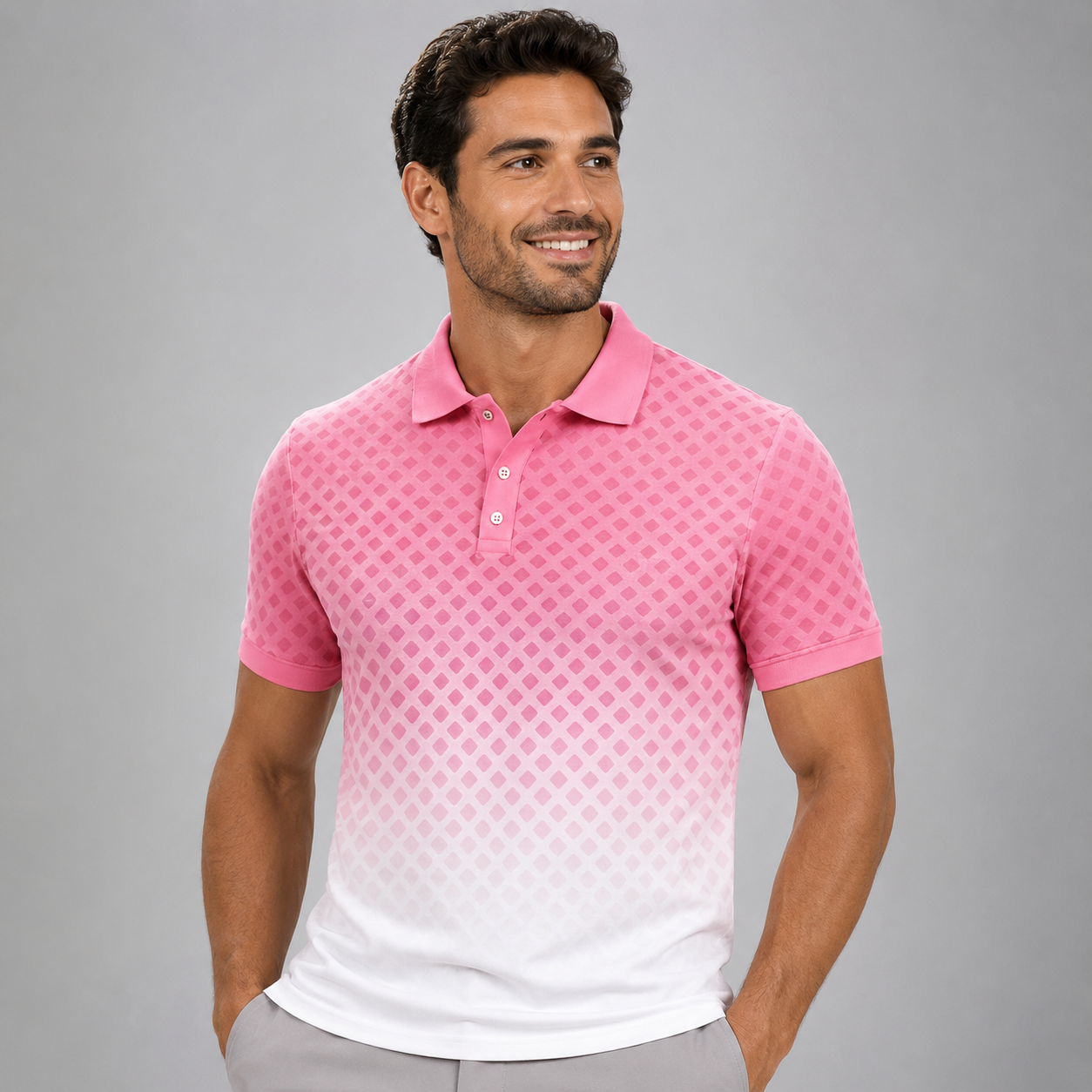 Men's  Short Sleeve Pickleball Polo Shirt – Gradient Halftone Graphic