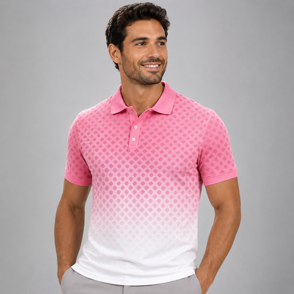 Men's  Short Sleeve Pickleball Polo Shirt – Gradient Halftone Graphic
