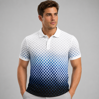 Men's  Short Sleeve Pickleball Polo Shirt – Gradient Halftone Graphic