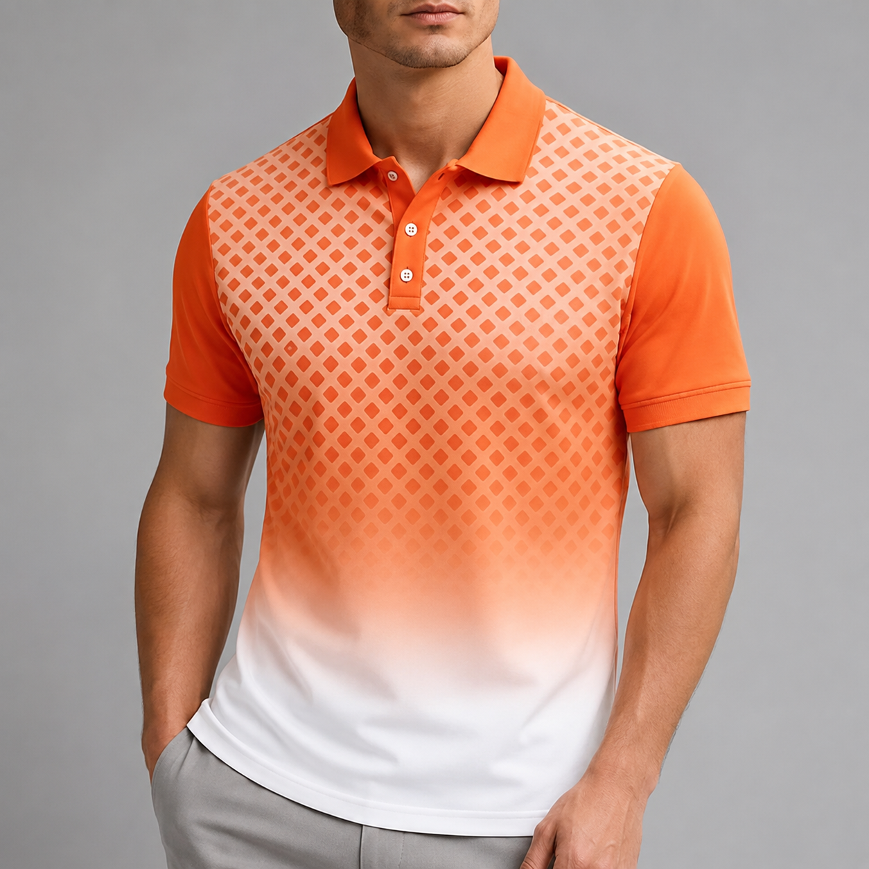 Men's  Short Sleeve Pickleball Polo Shirt – Gradient Halftone Graphic