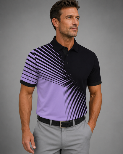 Men's Breathable Golf Polo Shirt – Regular Fit with Contrast Print