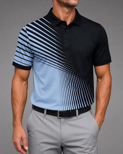 Men's Breathable Golf Polo Shirt – Regular Fit with Contrast Print