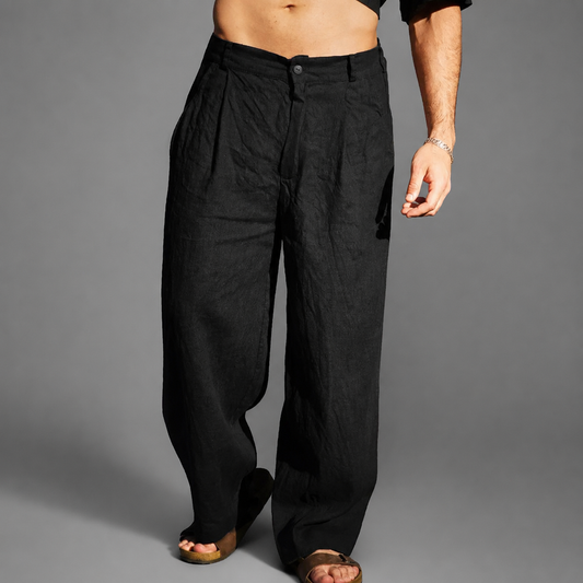 Men's Relaxed Wide Leg Linen Pants – Lightweight Breathable Fabric