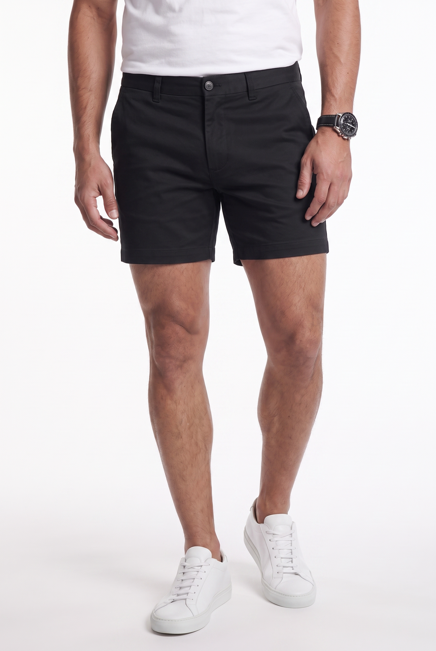 Men's Stretch Cotton Chino Shorts – Muscle Fit, Tapered Above-Knee Cut 0