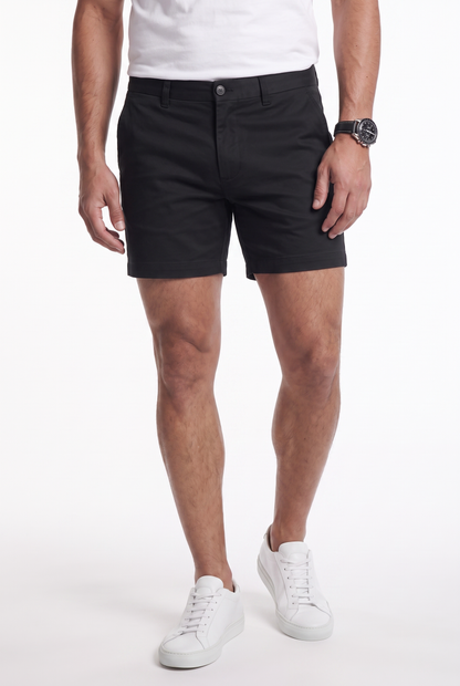 Men's Stretch Cotton Chino Shorts – Muscle Fit, Tapered Above-Knee Cut 0