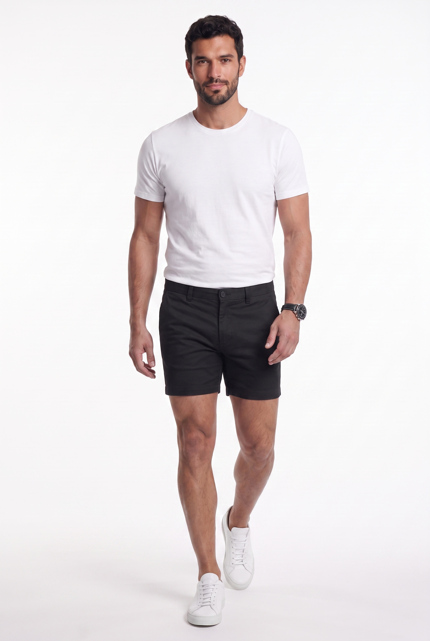 Men's Stretch Cotton Chino Shorts – Muscle Fit, Tapered Above-Knee Cut 4