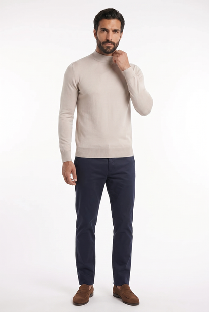 Men's Ultra Fine Cotton Mock Neck Jumper – Slim Fit, Black 1