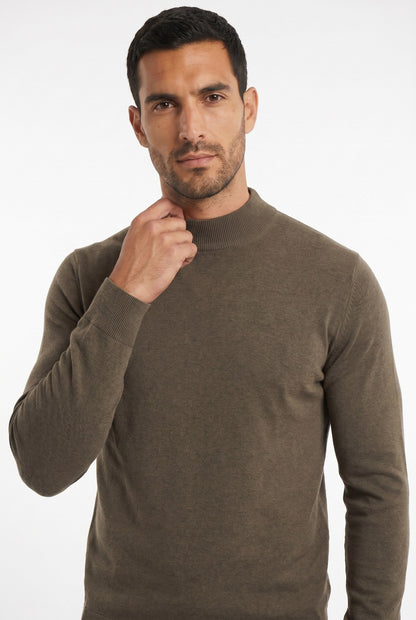 Men's Ultra Fine Cotton Mock Neck Jumper – Slim Fit, Black 16