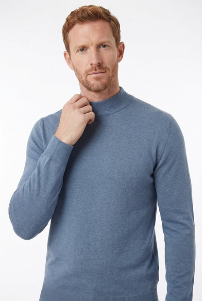 Men's Ultra Fine Cotton Mock Neck Jumper – Slim Fit, Black 17