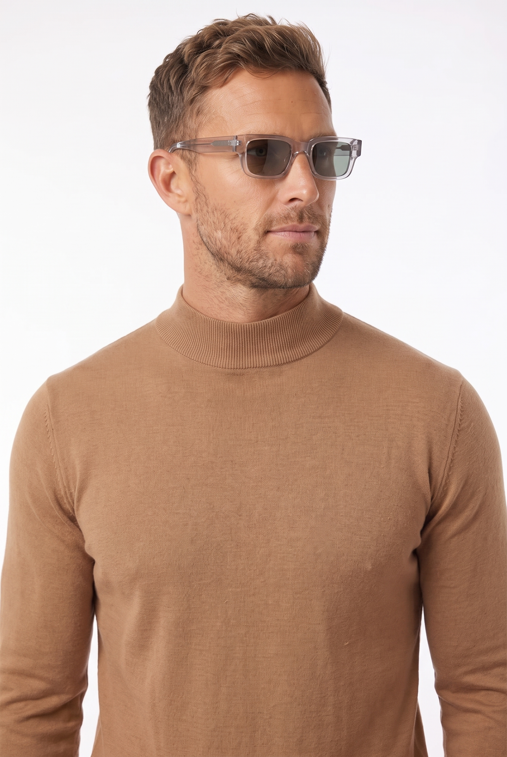 Men's Ultra Fine Cotton Mock Neck Jumper – Slim Fit, Black 7