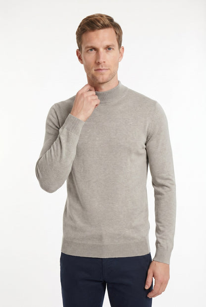 Men's Ultra Fine Cotton Mock Neck Jumper – Slim Fit, Black 9